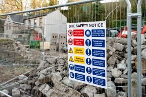 safety signs at demolition site