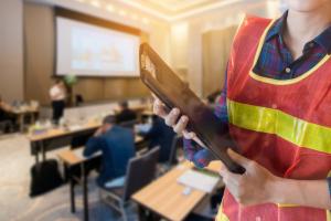 health and safety training class with officer