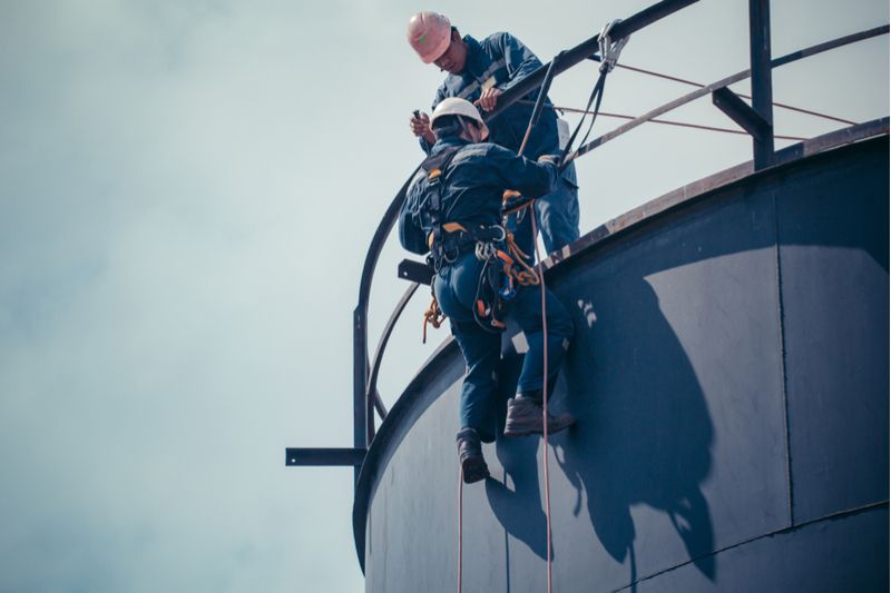 Workers attened to each other's safety while working at heights