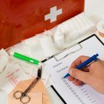 taking inventory of first aid kit