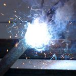 arch flash occurring on a piece of machinery