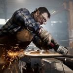 small business welding with safety glasses