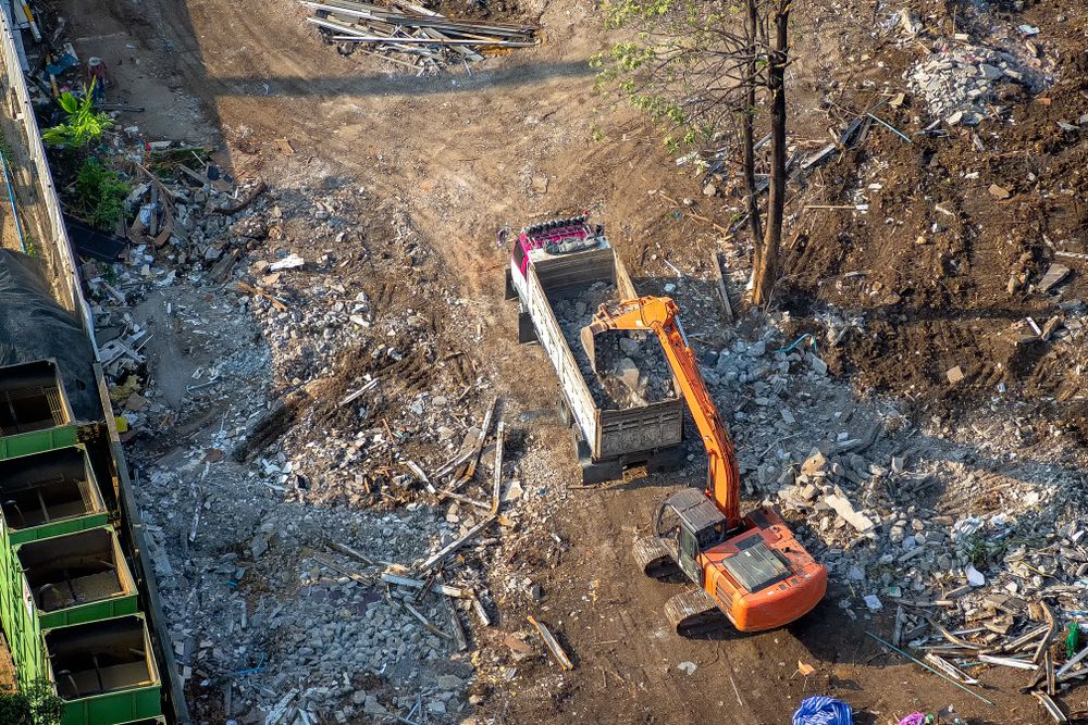potential hazard falling debris at construction site