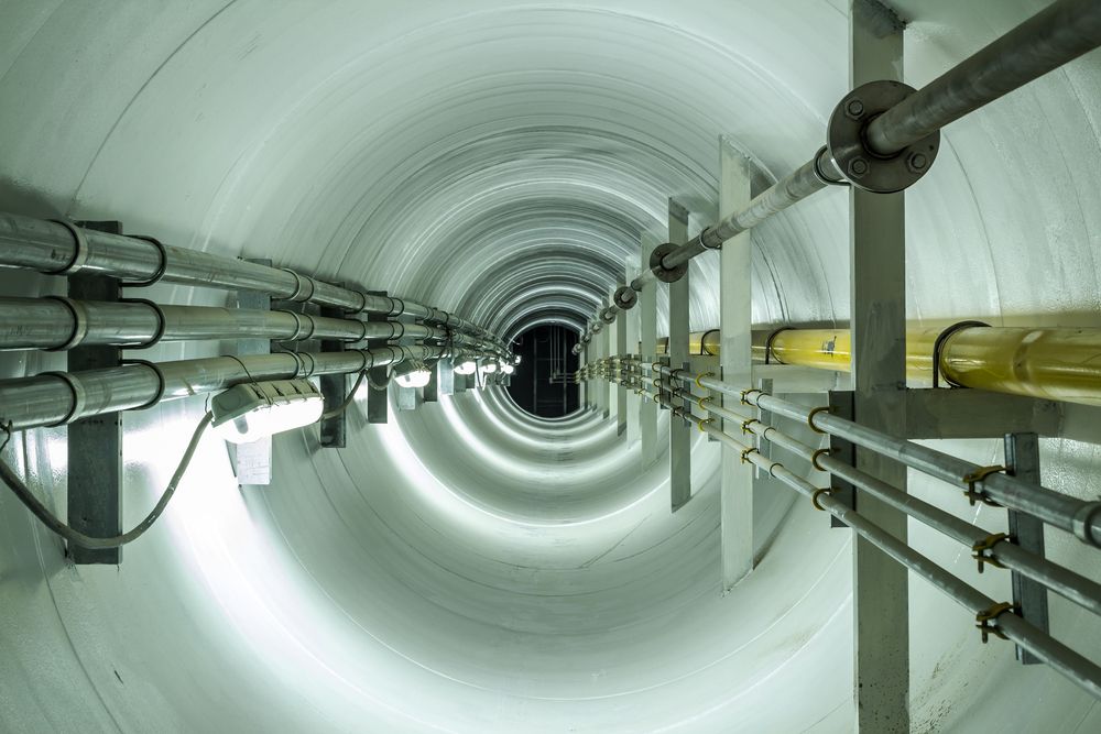 worker looking up in confined space
