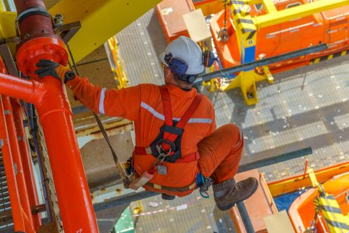 Scaffold Erector With Fall Arrestor Working At Heights