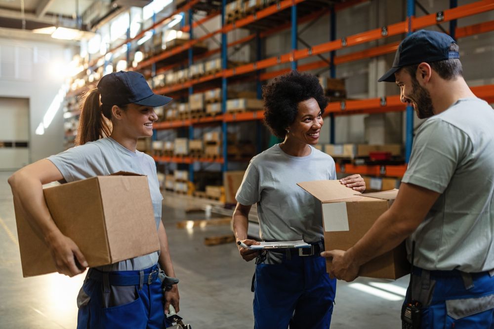 warehouse workers engaged in their job