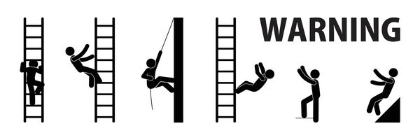warning sign to caution against falls from height