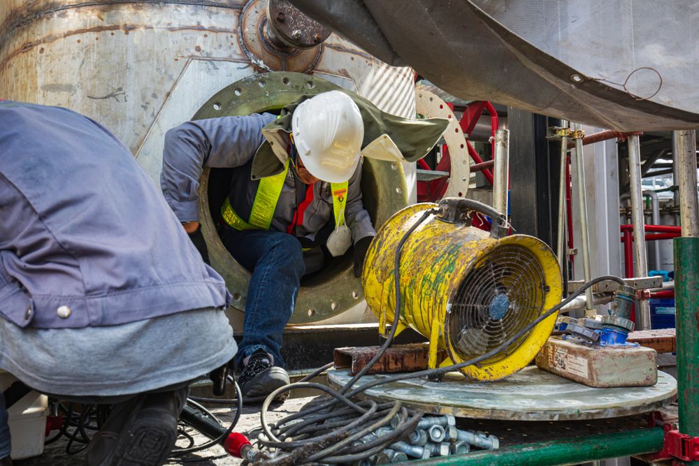 worker exiting from confined space
