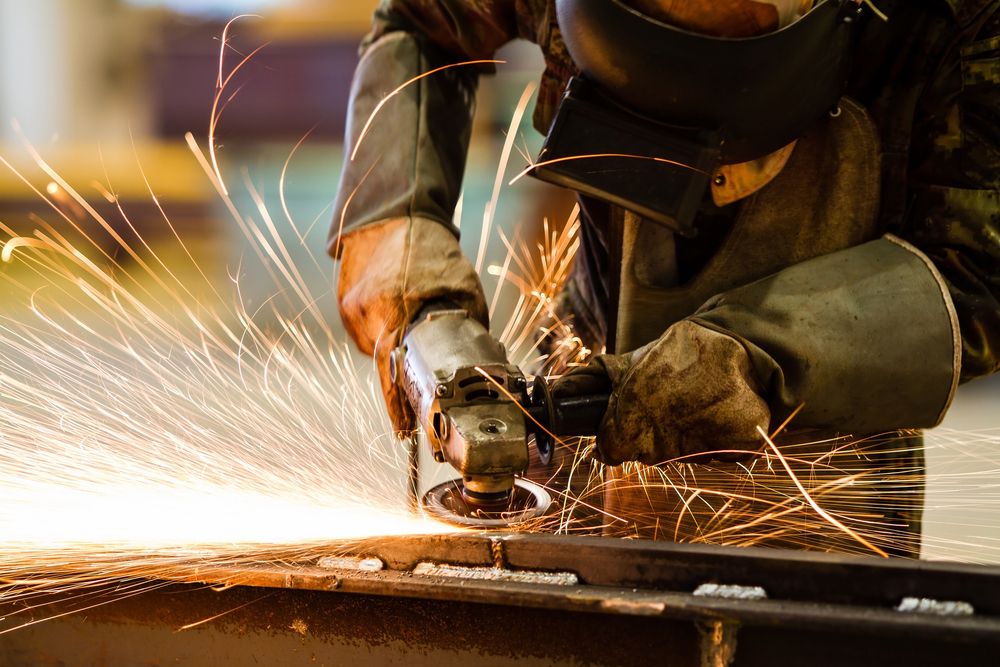 welding sparks flying in workplace