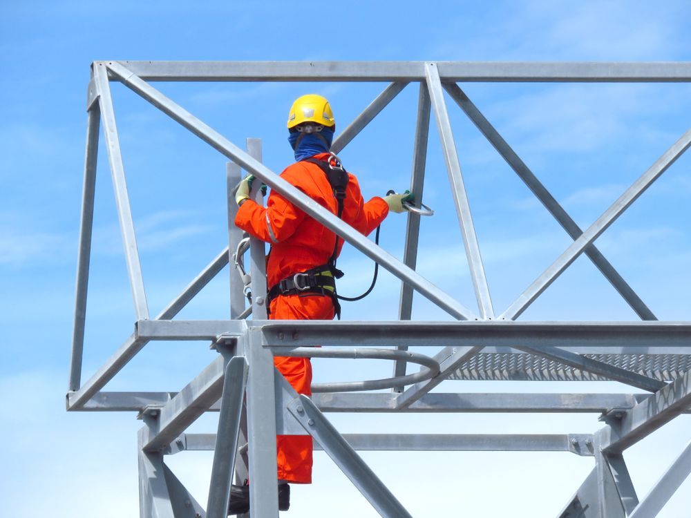 man working at heights