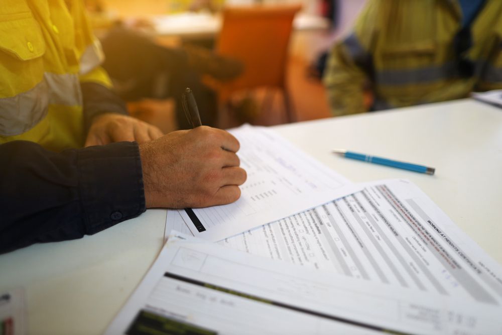 professional workplace assessment being filled out