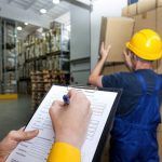 safety inspector filling assessing worker in Ontario warehouse
