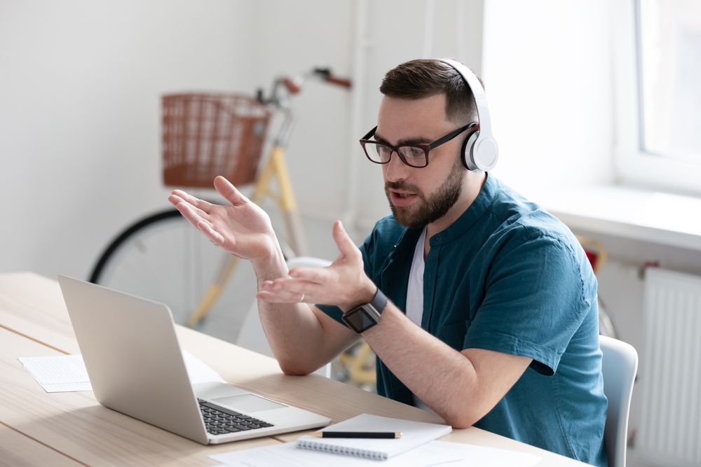 man taking online safety training