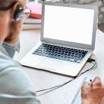 man taking online safety training