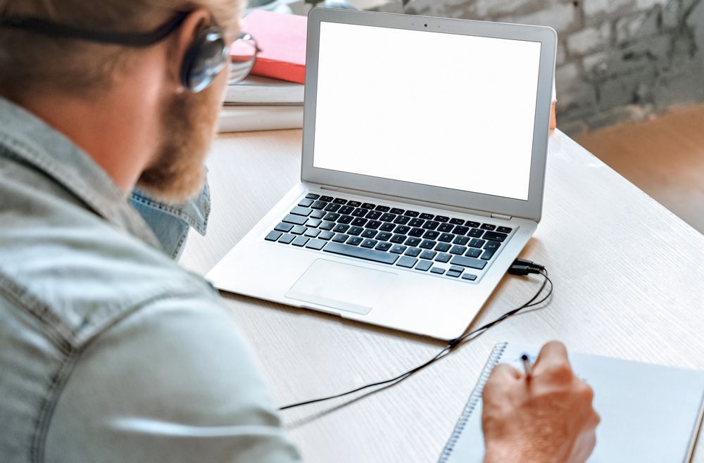 man taking online safety training