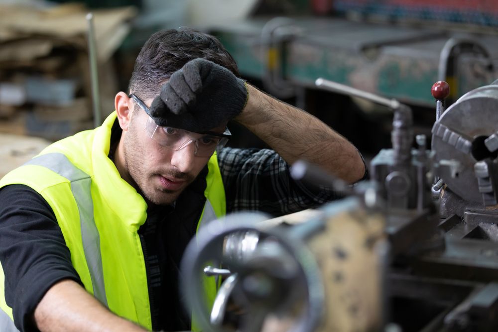 exhausted warehouse worker
