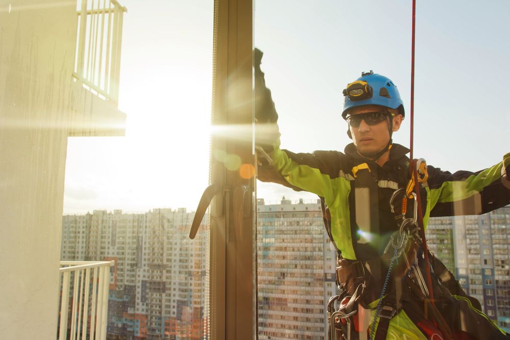 man working at heights
