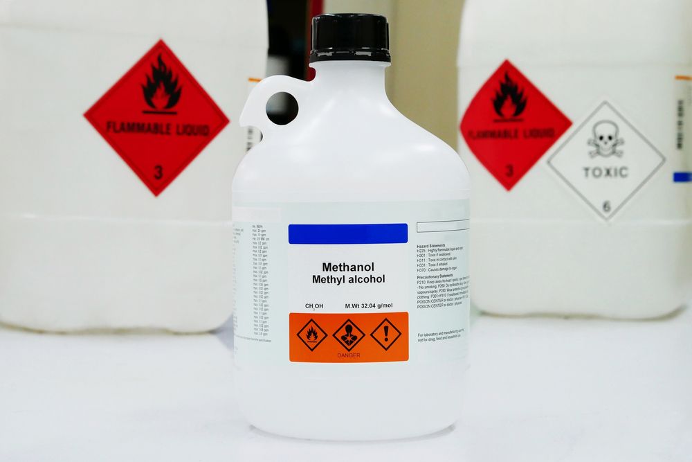 hazardous material in bottles at the workplace that are clearly labelled