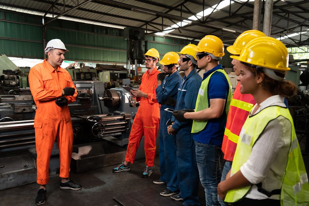 workplace safety training program with employees and an instructor