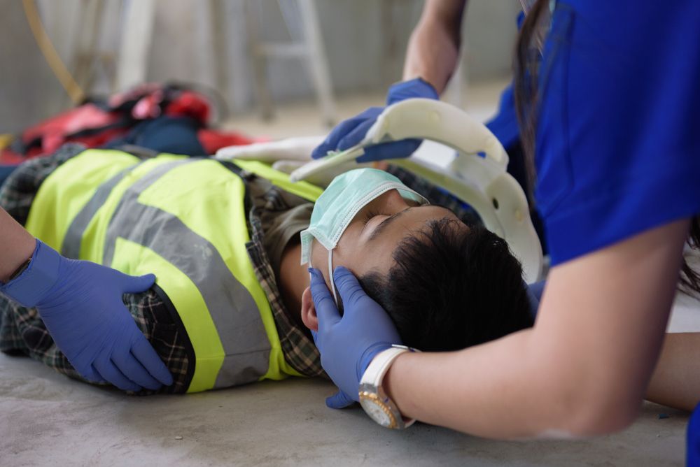 warehouse employee getting medical attention