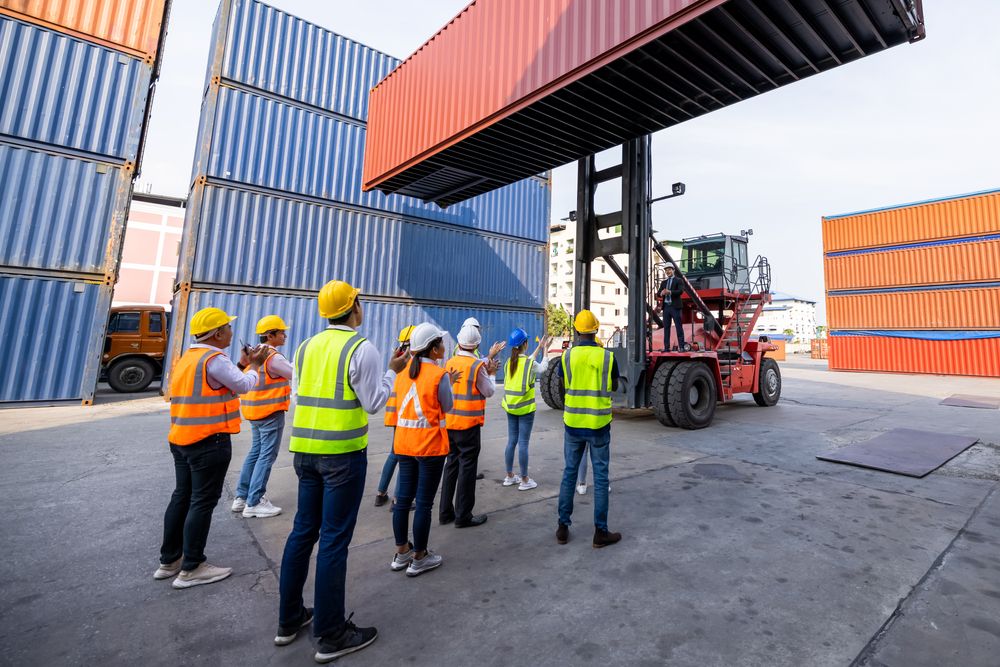 a team of warehouse working attending a training course