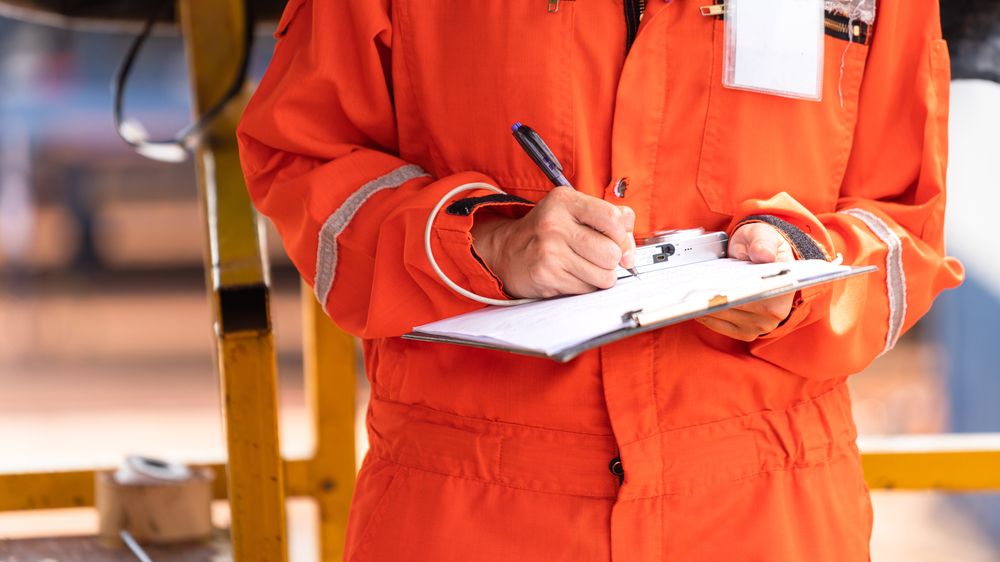 workplace hazards and risk assessment being conducted by a professional