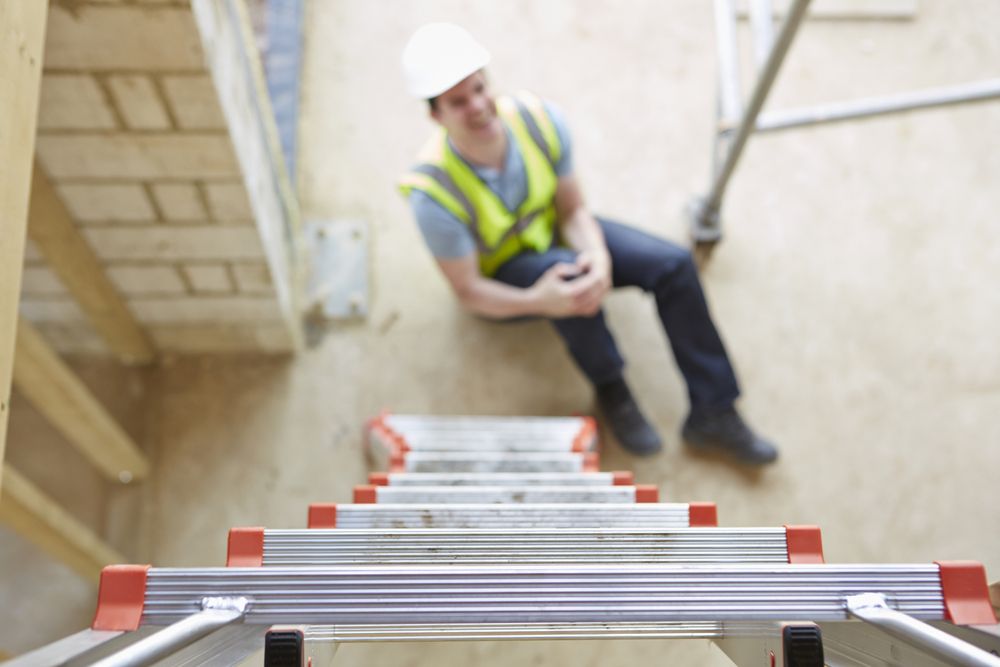 worker falls off ladder