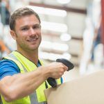 happy man working at warehouse