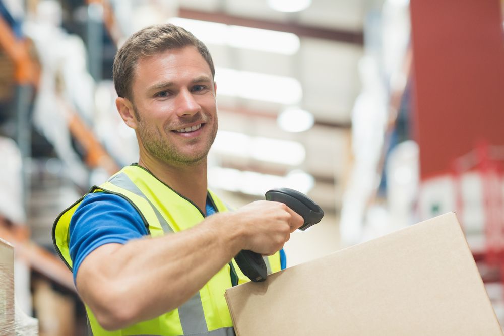 happy man working at warehouse