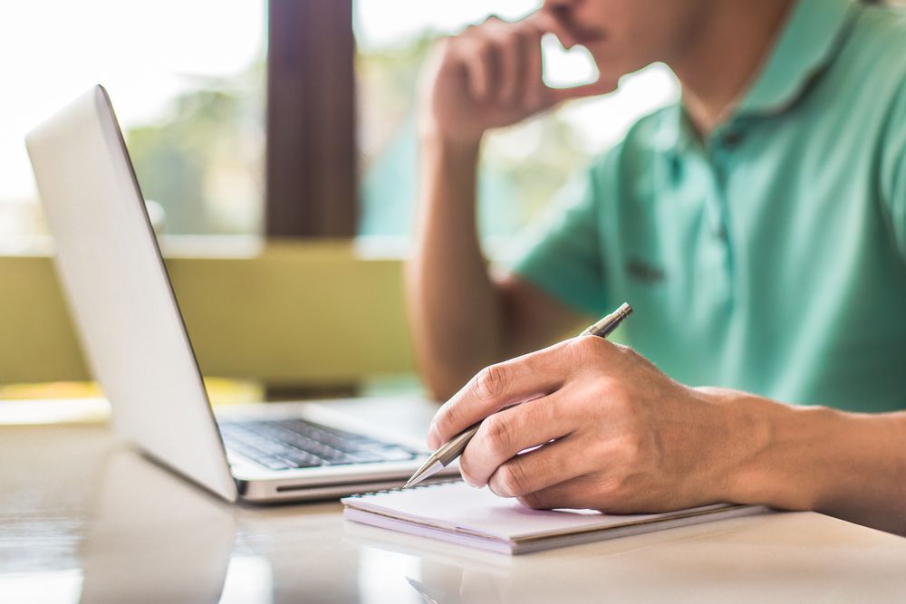 man taking online safety training