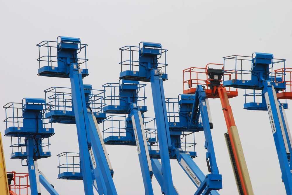 aerial lifts on display