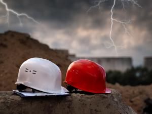 lightning strikes nearby as storm approaches work site