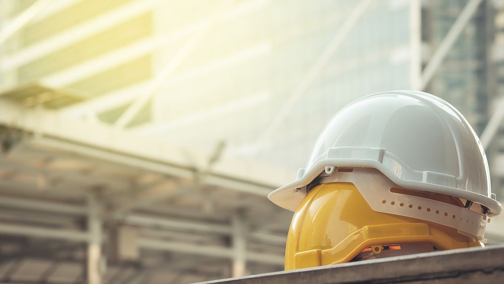 hard hats at construction site