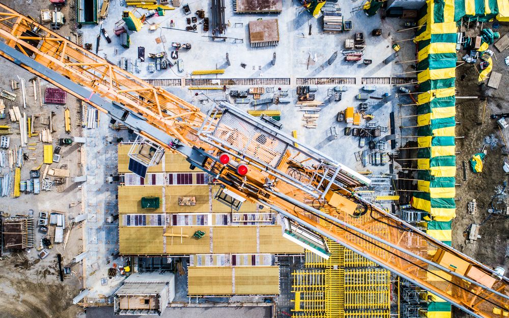 drone aerial view of construction site