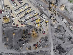 aerial view of construction site