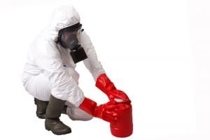 worker in hazmat suit