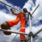 working at heights tethered scaffolding