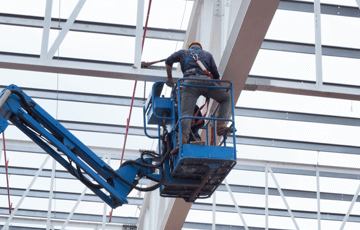 boom lift nearing roof