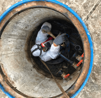 Worker in a confined space