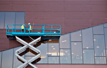 outdoor painting on scissor lift